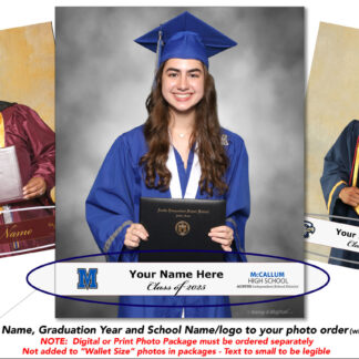Add name to ordered photos (name, school name, grad year)